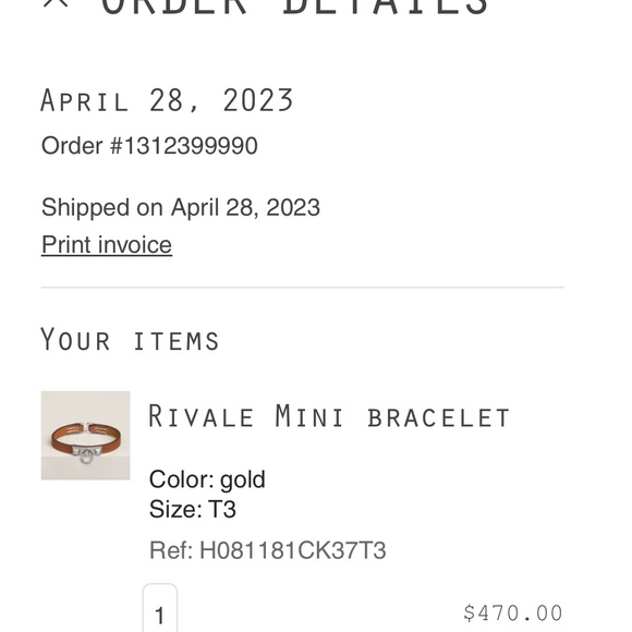 NWT • Hermes • Rivale Mini Bracelet • Silver/Brown • T3 • Authentic - Picture 9 of 9